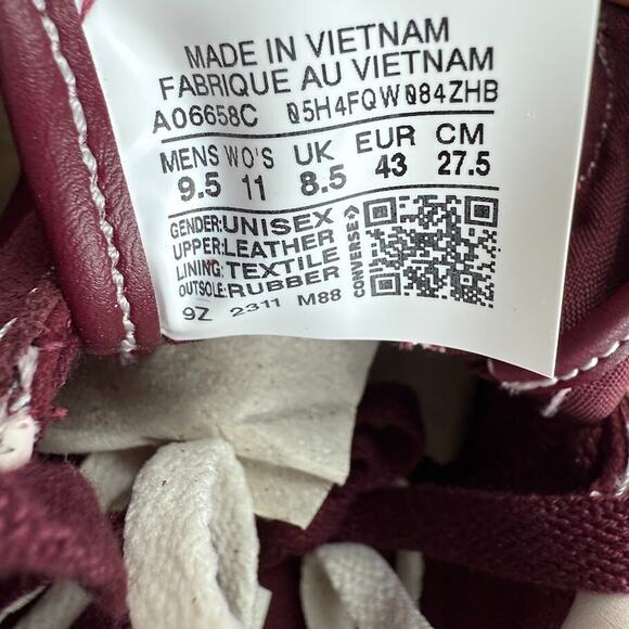 Converse AS-1 Pro Ox CONS Skate Shoes Mens Size 9.5 Burgundy Red A06658C New - Picture 9 of 10